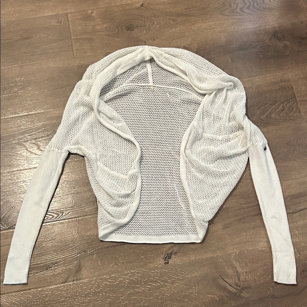 CALIA by Carrie Underwood White Open-Knit Shrug